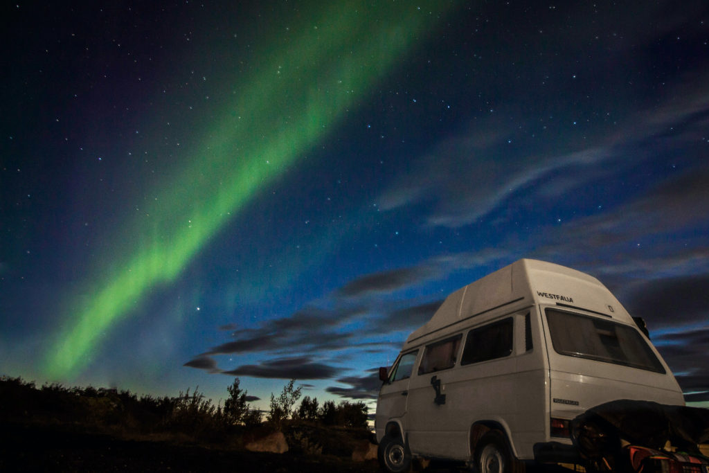 Living in a Van Under the Northern Lights